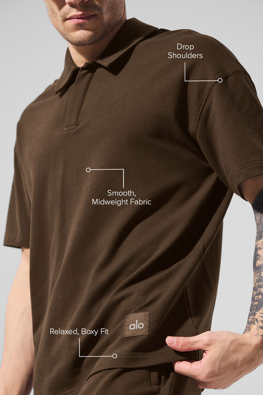 Double Take Shorts‑Sleeve Polo — Espresso