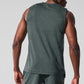Conquer Muscle Tank Top — Charcoal Green Heather