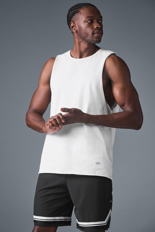 Society Raw Edge Tank Top — White