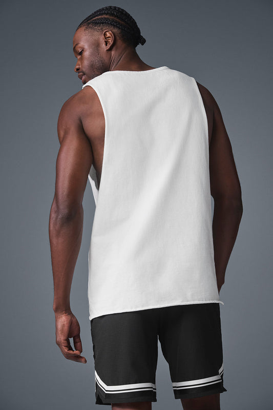 Society Raw Edge Tank Top — White