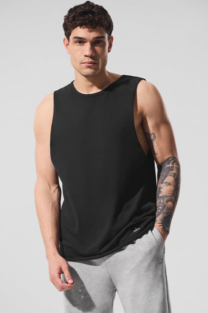 Society Raw Edge Tank Top — Black
