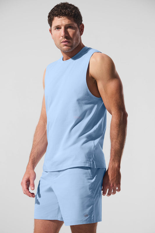 Vapor Muscle Tank Top — Seashell Blue