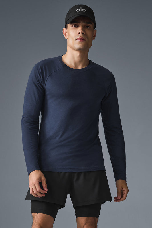 Triumph Long‑Sleeve Tee — Navy