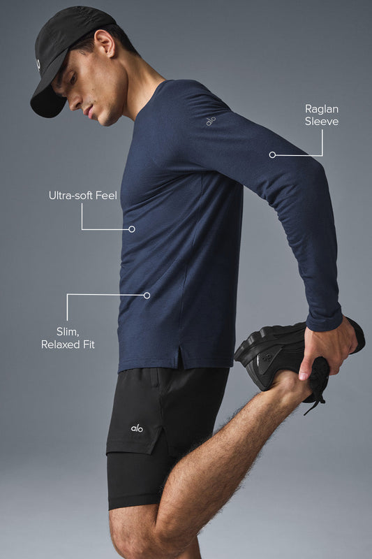 Triumph Long‑Sleeve Tee — Navy