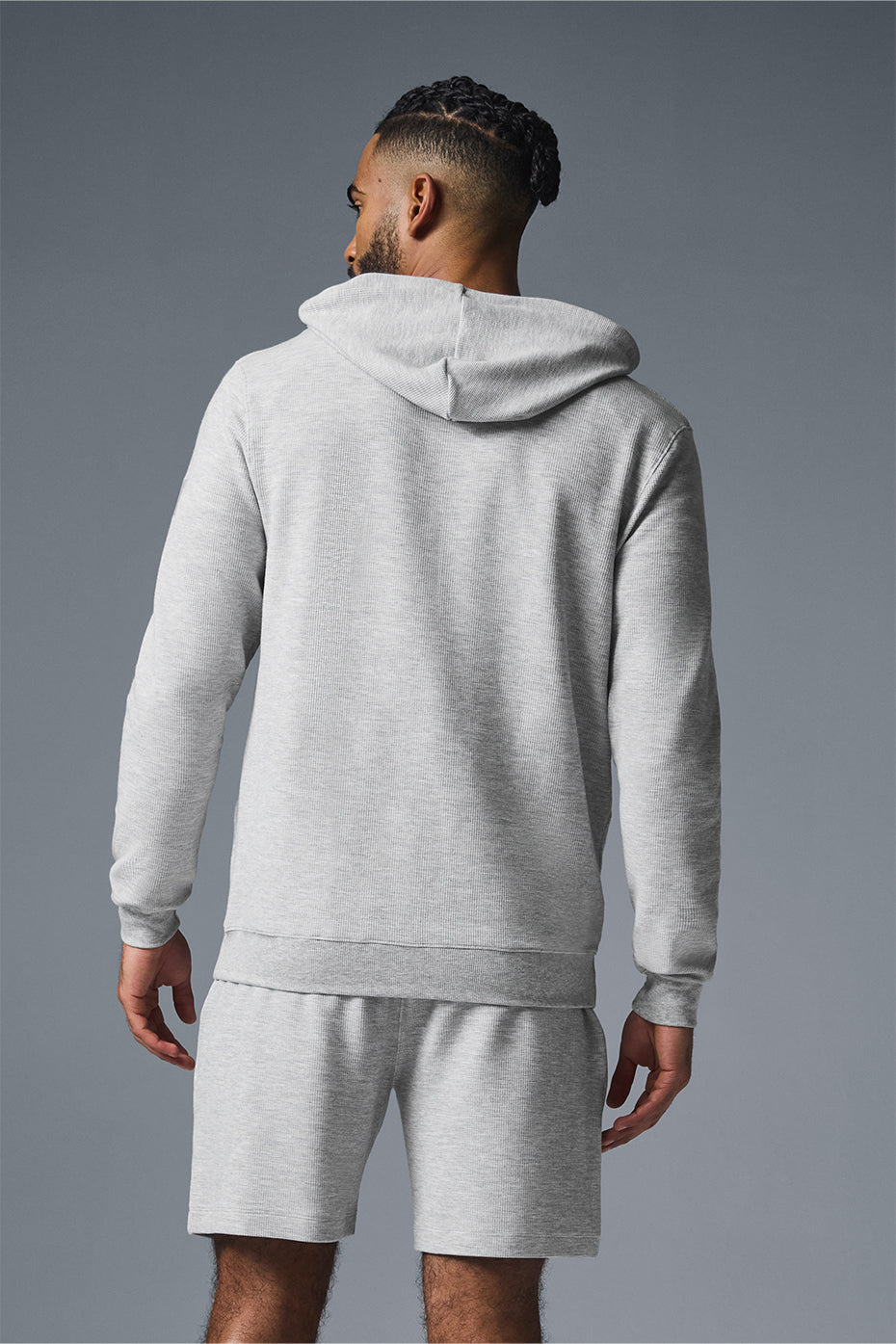 Micro Waffle Fast Break Hooded Sweatshirt — Athletic Heather Grey