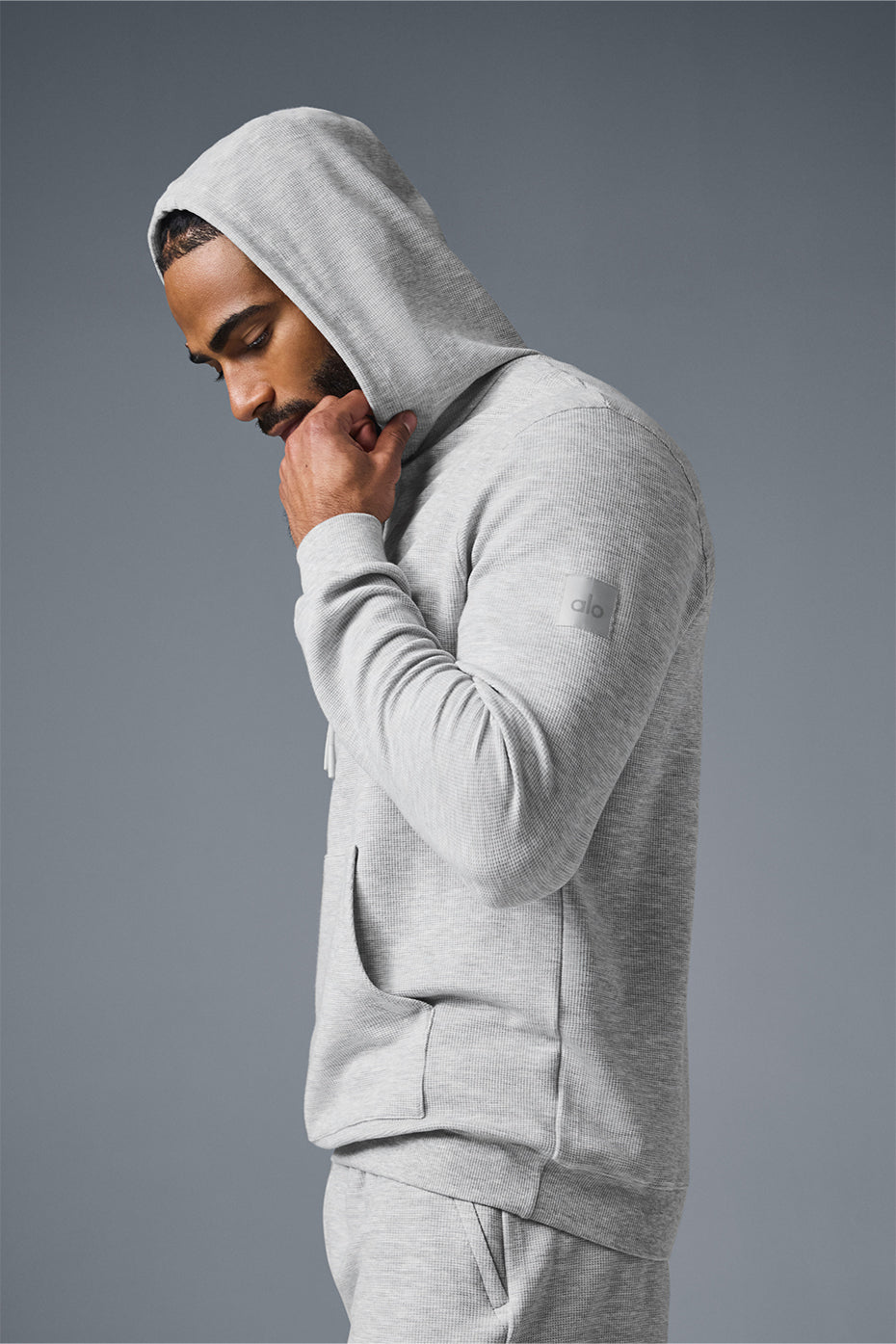 Micro Waffle Fast Break Hooded Sweatshirt — Athletic Heather Grey