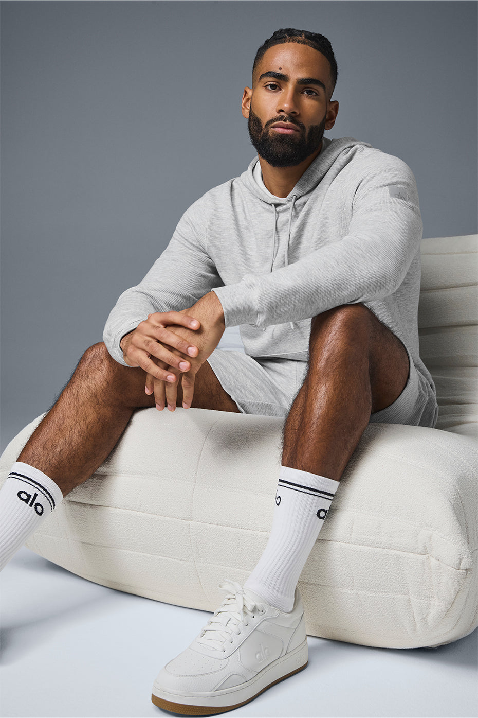 Micro Waffle Fast Break Hooded Sweatshirt — Athletic Heather Grey