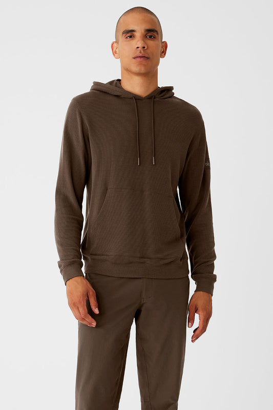 Micro Waffle Fast Break Hooded Sweatshirt — Espresso