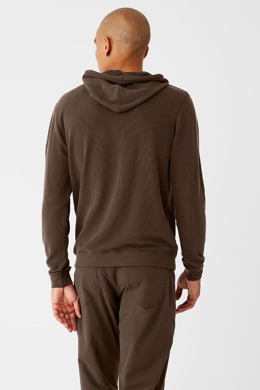 Micro Waffle Fast Break Hooded Sweatshirt — Espresso