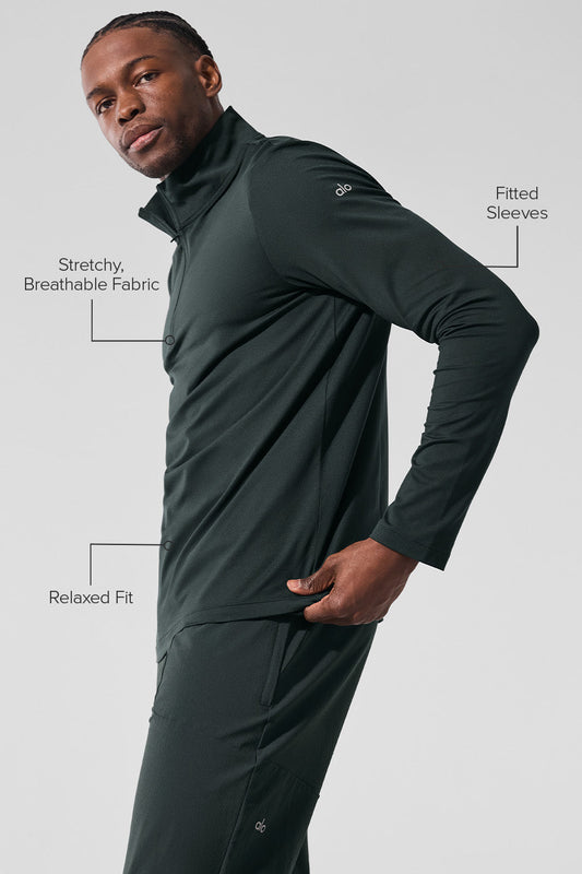 Conquer 1/4 Zip Reform Long‑Sleeve — Charcoal Green
