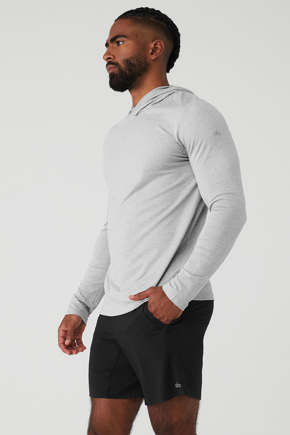 Conquer Reform Long‑Sleeve With Hood — Athletic Heather Grey
