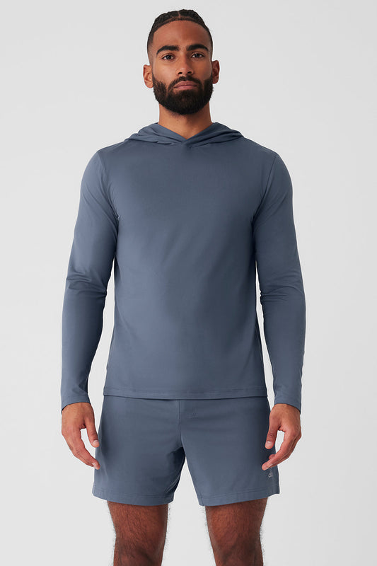 Conquer Reform Long‑Sleeve With Hood — Bluestone