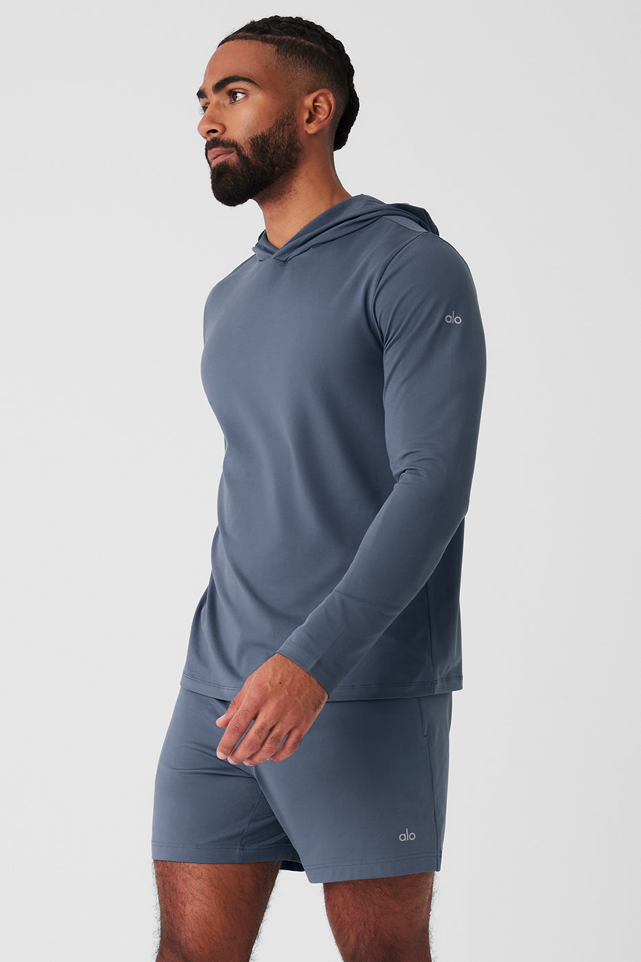 Conquer Reform Long‑Sleeve With Hood — Bluestone