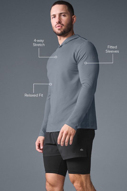 Conquer Reform Long‑Sleeve With Hood — Steel Grey