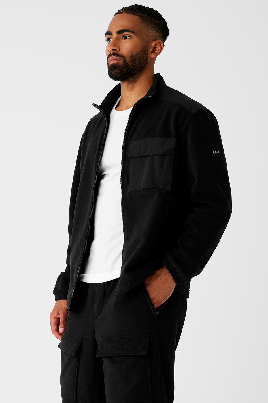 Polar Fleece Ridge Full Zip Zip Jacket — Black