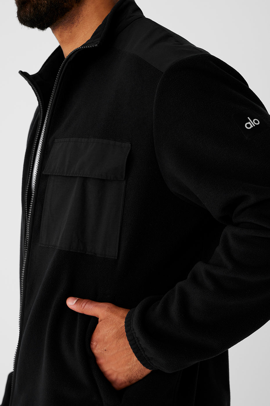 Polar Fleece Ridge Full Zip Zip Jacket — Black