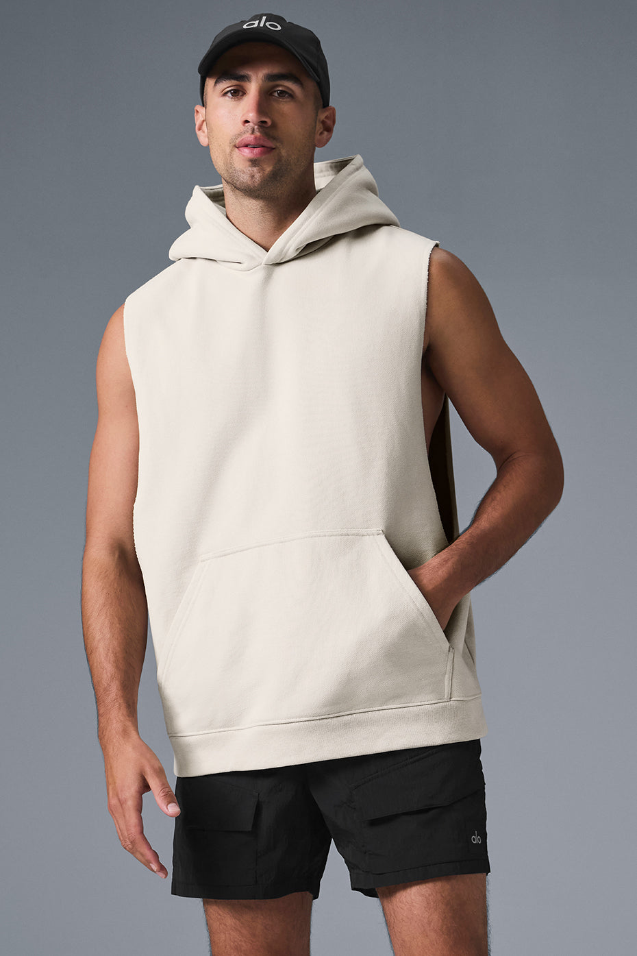 Renown Sleeveless Hooded Sweatshirt — Bone