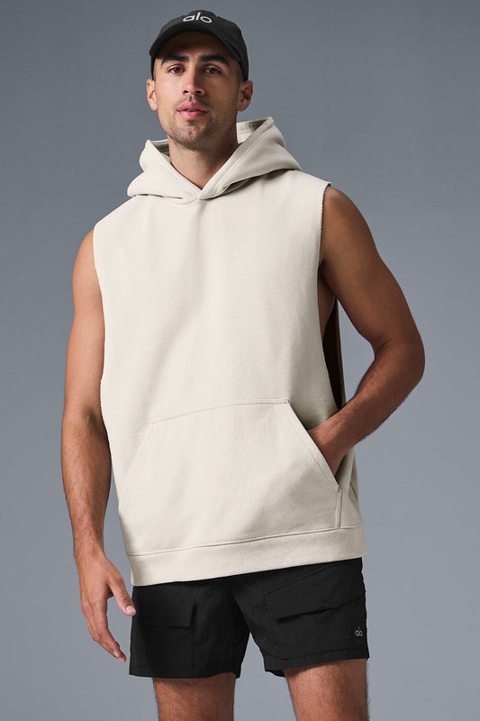 Renown Sleeveless Hooded Sweatshirt — Bone