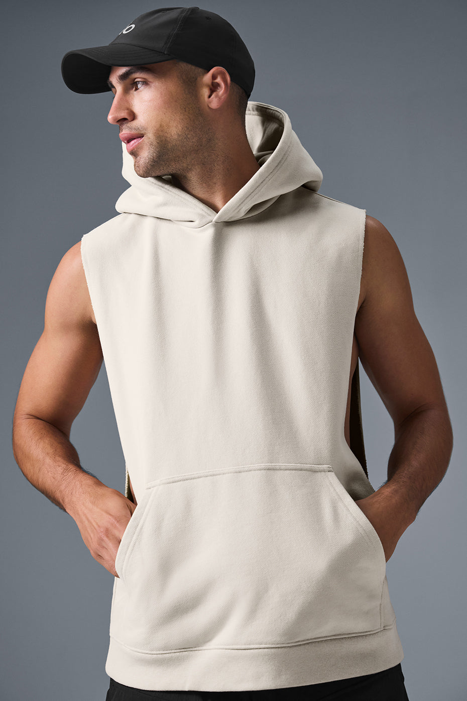 Renown Sleeveless Hooded Sweatshirt — Bone