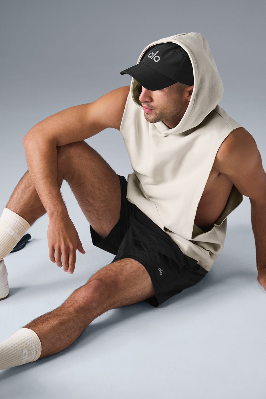 Renown Sleeveless Hooded Sweatshirt — Bone