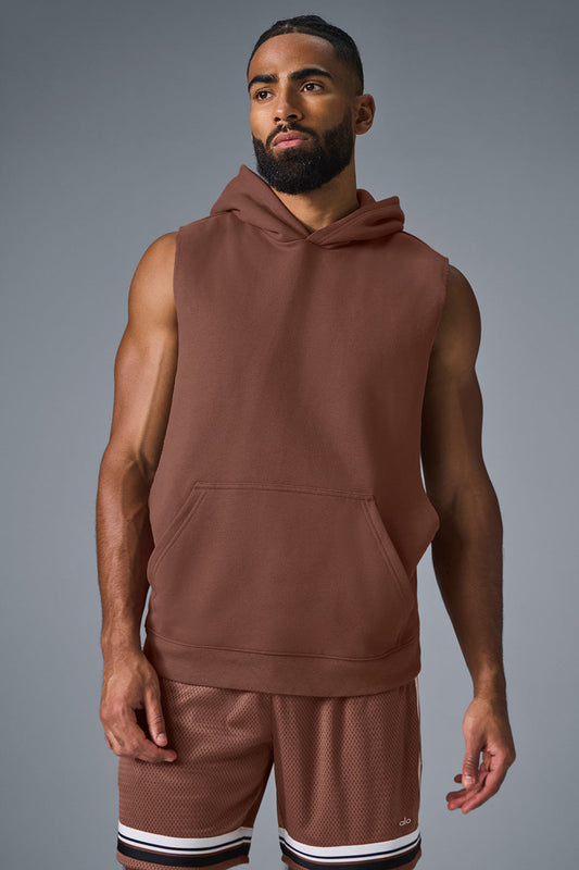 Renown Sleeveless Hooded Sweatshirt — Chestnut