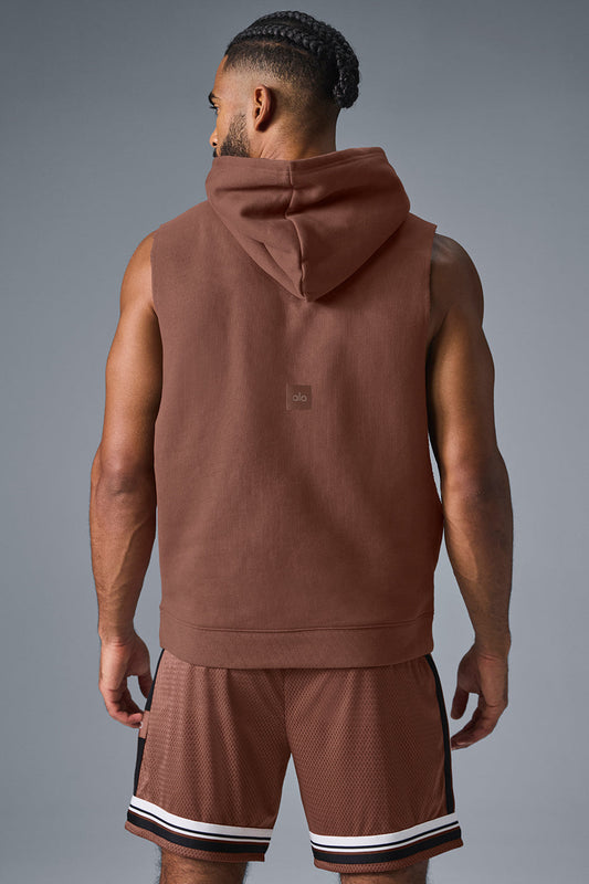 Renown Sleeveless Hooded Sweatshirt — Chestnut