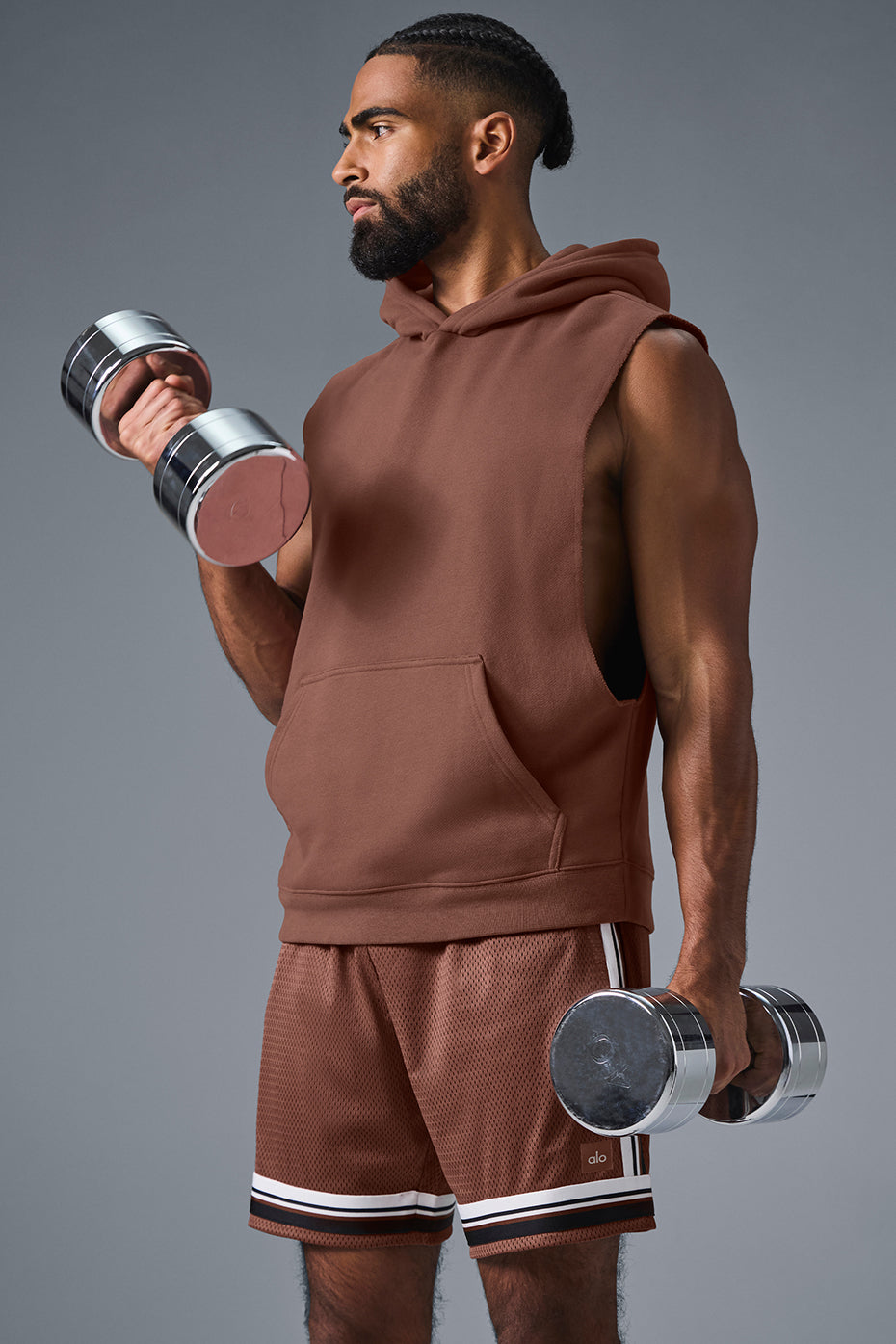 Renown Sleeveless Hooded Sweatshirt — Chestnut