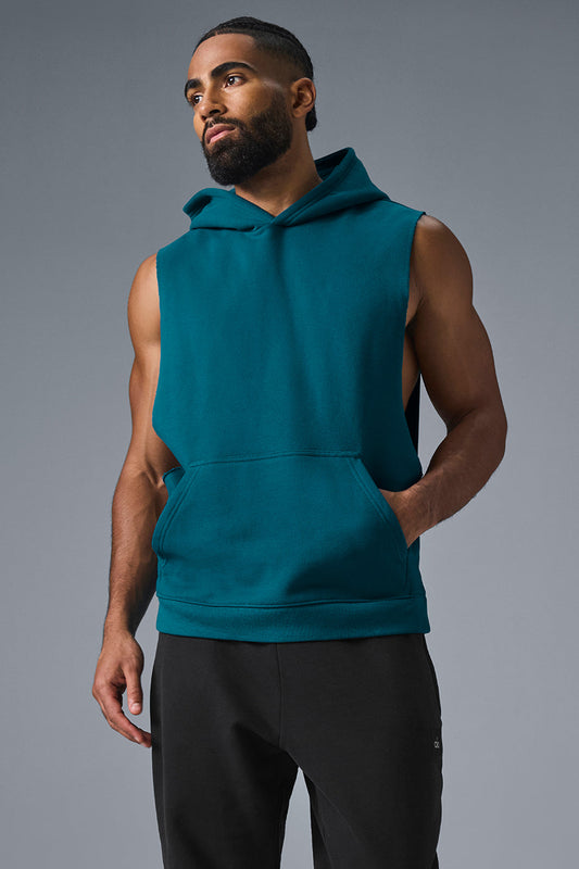 Renown Sleeveless Hooded Sweatshirt — Oceanic Teal