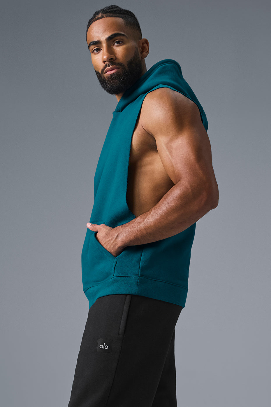 Renown Sleeveless Hooded Sweatshirt — Oceanic Teal