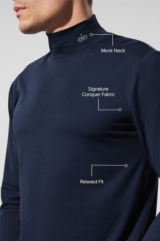 Conquer Reform Mock Neck Long‑Sleeve — Navy