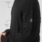 Cable Knit Crew Neck Sweater — Black