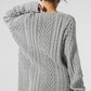 Cable Knit Crew Neck Sweater — Athletic Heather Grey