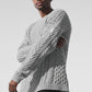 Cable Knit Crew Neck Sweater — Athletic Heather Grey