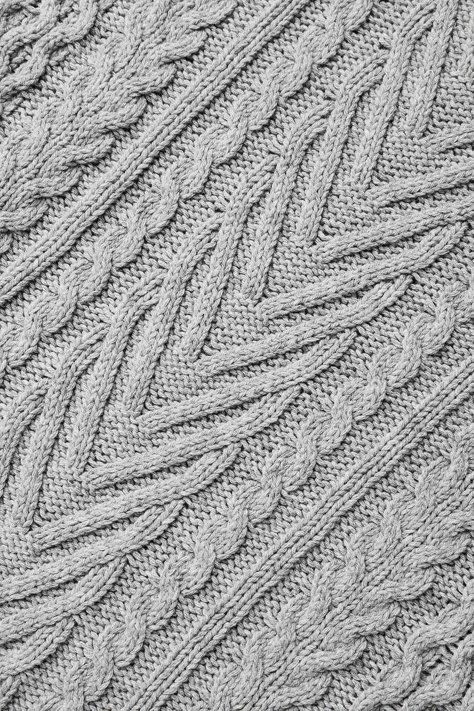 Cable Knit Crew Neck Sweater — Athletic Heather Grey