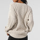 Cable Knit Crew Neck Sweater — Bone