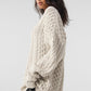 Cable Knit Crew Neck Sweater — Bone