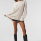 Cable Knit Crew Neck Sweater — Bone