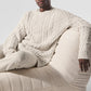 Cable Knit Crew Neck Sweater — Bone