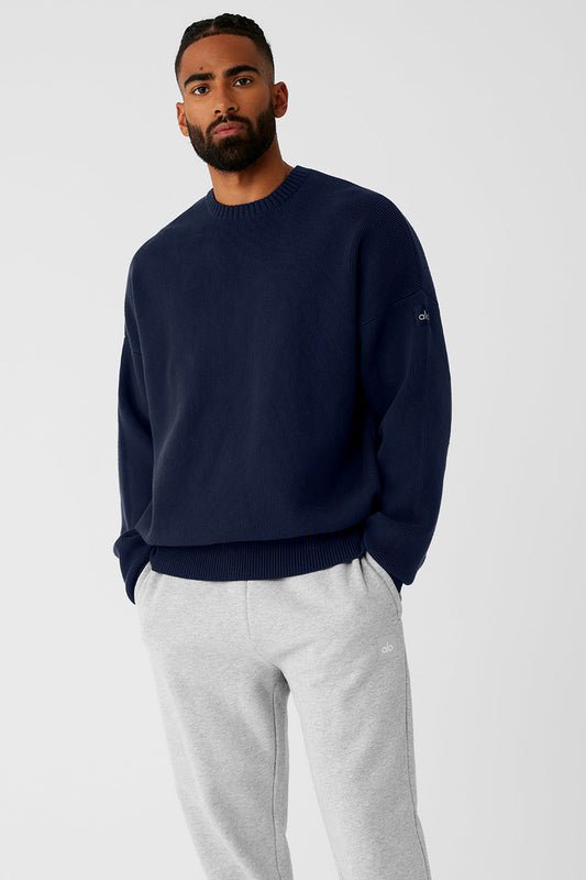 Scholar Crew Neck Sweater — Navy