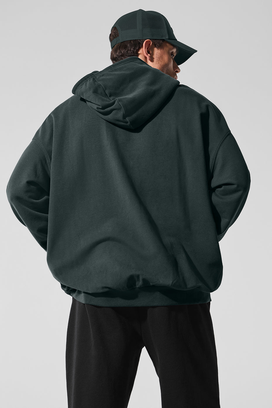 Double Take Hooded Sweatshirt — Charcoal Green