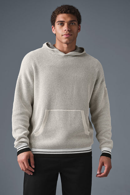 Sports Club Sweater Knit Hooded Sweatshirt — Bone