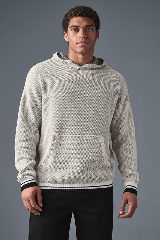 Sports Club Sweater Knit Hooded Sweatshirt — Bone