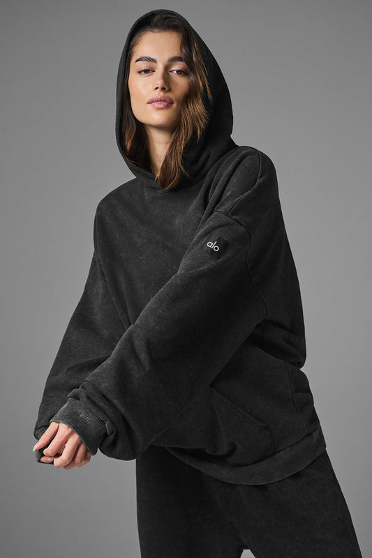 Chill Vintage Wash Hooded Sweatshirt — Black Wash