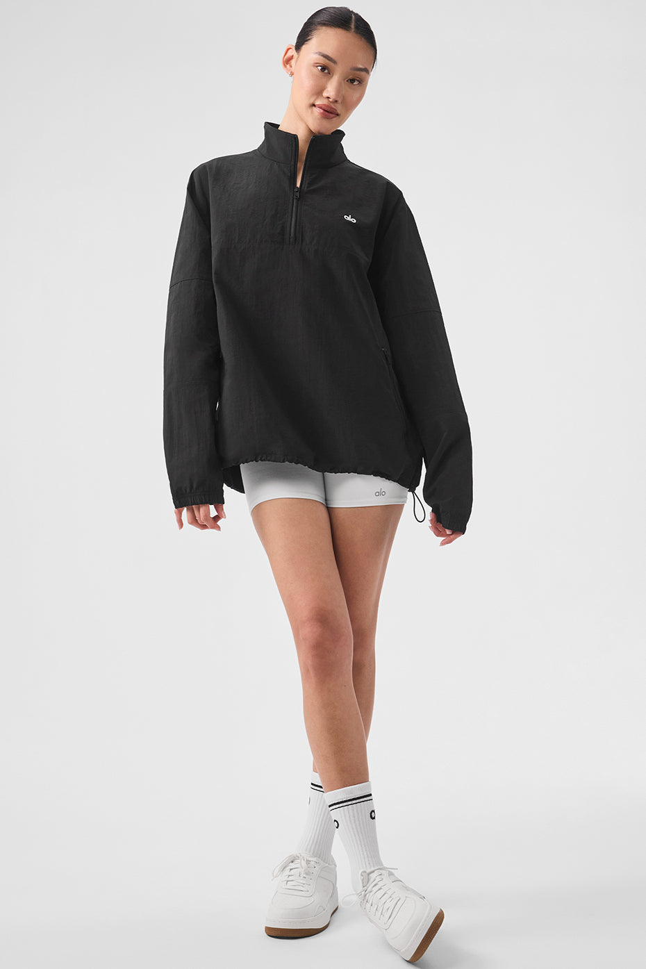 Light Weight Takeaway Track Crew Sweatshirt — Black