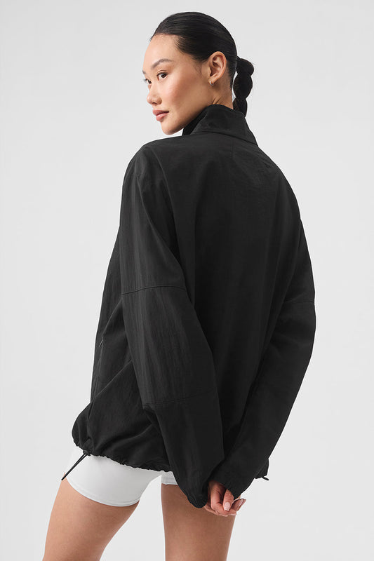 Light Weight Takeaway Track Crew Sweatshirt — Black