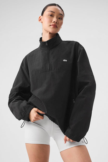 Light Weight Takeaway Track Crew Sweatshirt — Black