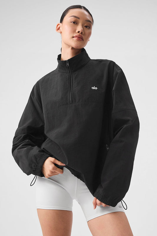 Light Weight Takeaway Track Crew Sweatshirt — Black