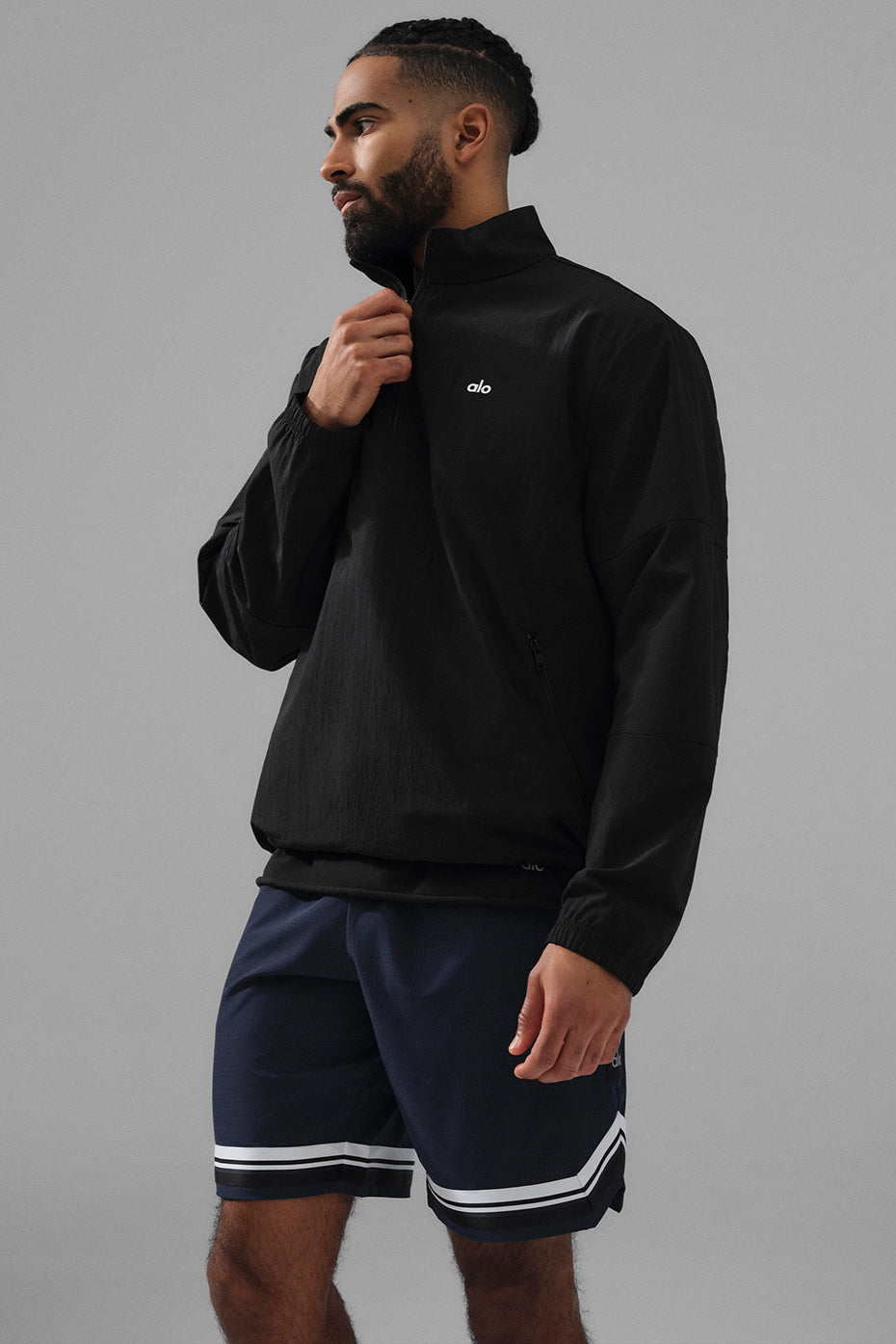 Light Weight Takeaway Track Crew Sweatshirt — Black