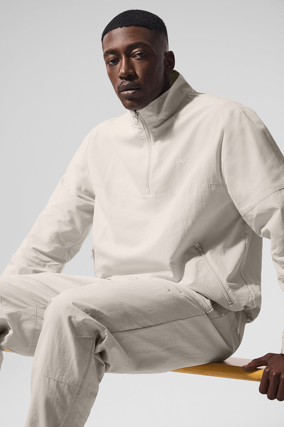 Light Weight Takeaway Track Crew Sweatshirt — Bone
