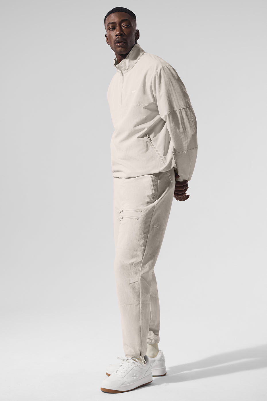 Light Weight Takeaway Track Crew Sweatshirt — Bone
